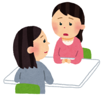(イラスト)女性が窓口で相談している様子