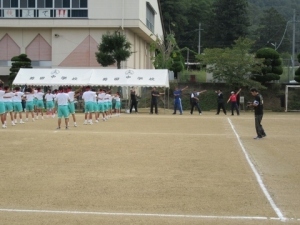 一緒にラジオ体操をしました
