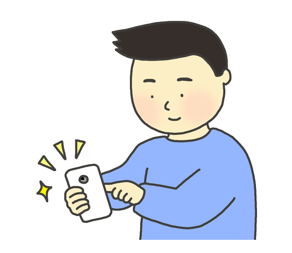 スマートフォンを操作する男性イラスト